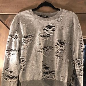 Peyton Jensen Distressed Gray Pullover